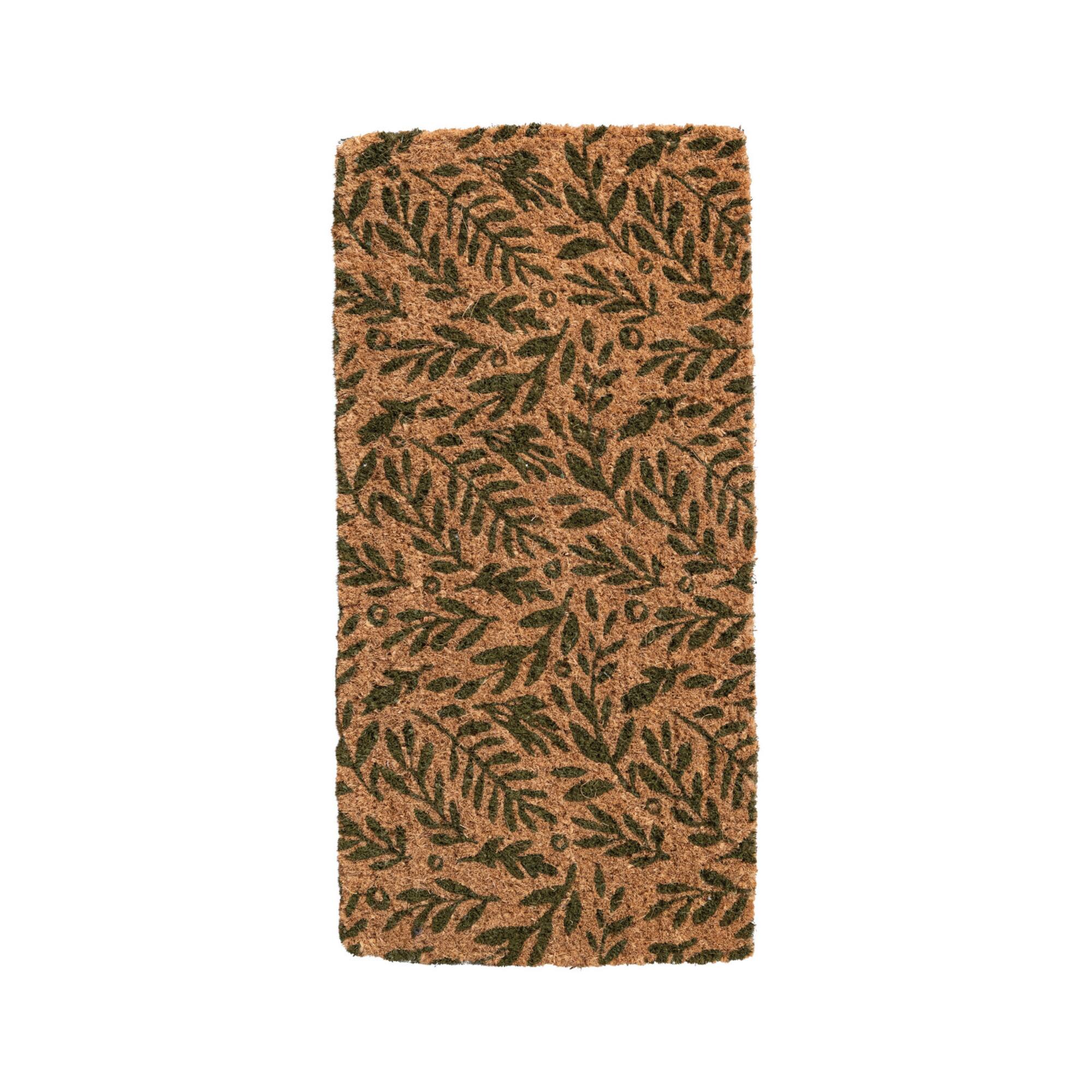 Hello Honey® 32" x 16" Green & Natural Coir Doormat with Botanical Pattern